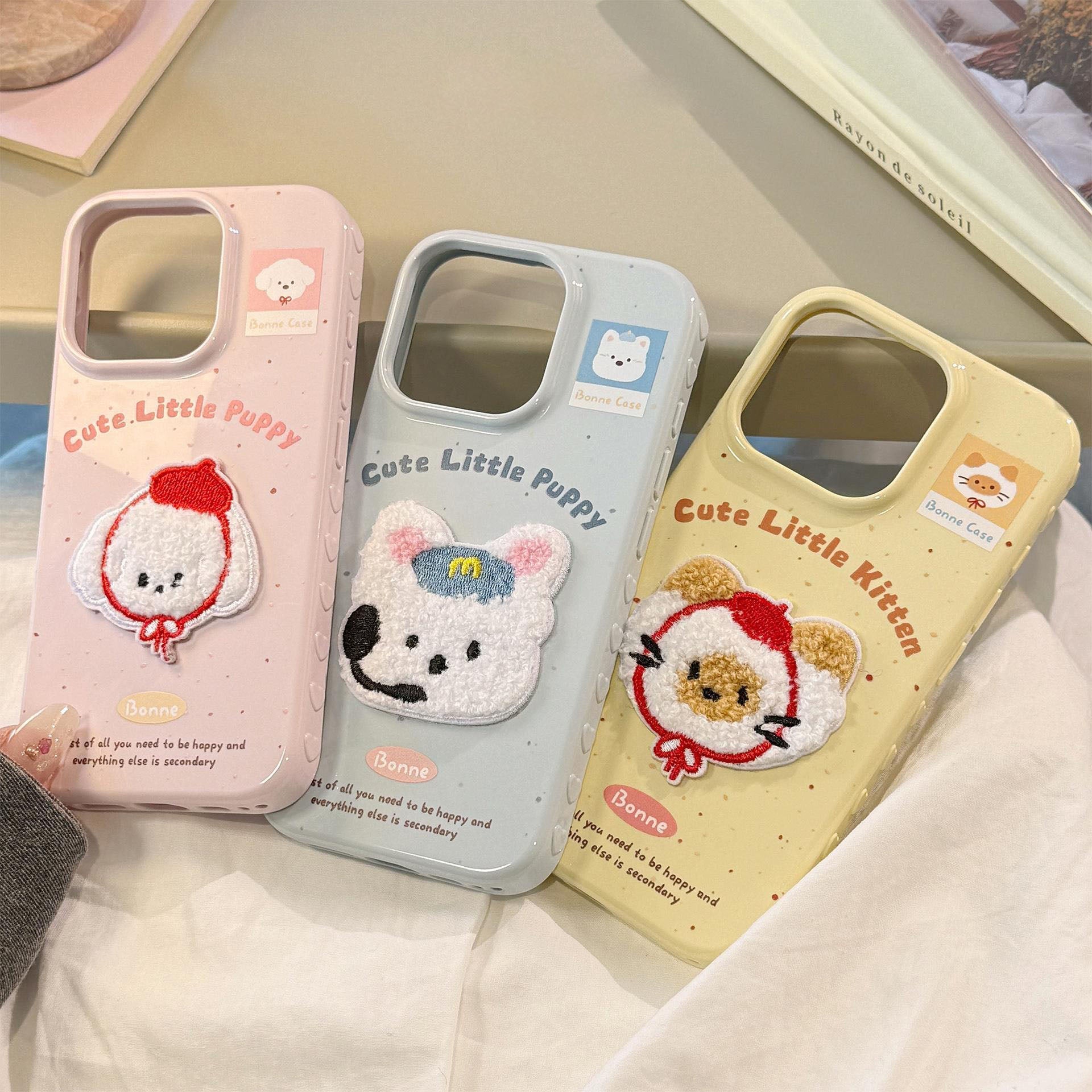 Cute pet embroidery series phone cases